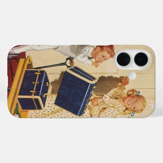 ヴィンテージ家族休暇、パパ、子供とスーツケース Case-Mate iPhoneケース (裏面 (横))