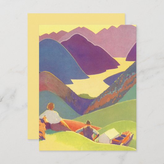 ヴィンテージ家族休暇、山の中でのピクニック (正面/裏面)