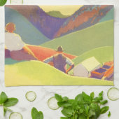 ヴィンテージ家族休暇、山の中でのピクニック キッチンタオル (折り畳み)