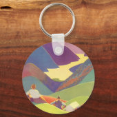 ヴィンテージ家族休暇、山の中でのピクニック キーホルダー (裏面)