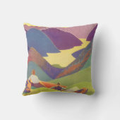 ヴィンテージ家族休暇、山の中でのピクニック クッション (裏面)