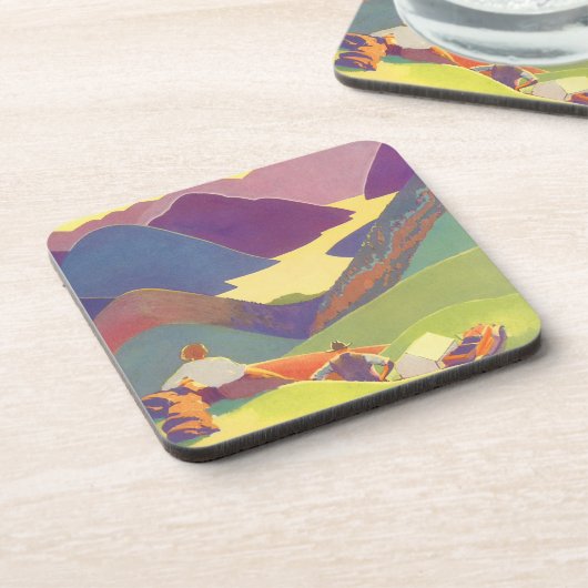 ヴィンテージ家族休暇、山の中でのピクニック コースター (左側)