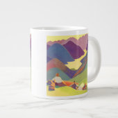 ヴィンテージ家族休暇、山の中でのピクニック ジャンボコーヒーマグカップ (正面右)