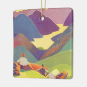 ヴィンテージ家族休暇、山の中でのピクニック セラミックオーナメント (左)