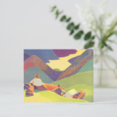 ヴィンテージ家族休暇、山の中でのピクニック ポストカード (スタンド正面)