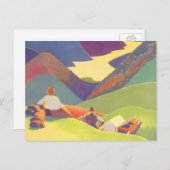 ヴィンテージ家族休暇、山の中でのピクニック ポストカード (正面/裏面)