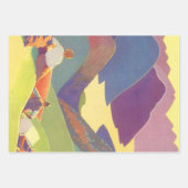 ヴィンテージ家族休暇、山の中でのピクニック ラッピングペーパーシート (正面3)