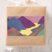 ヴィンテージ家族休暇、山の中でのピクニック ラベル (インサイチュ)