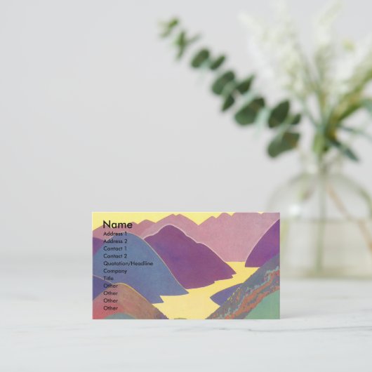 ヴィンテージ家族休暇、山の中でのピクニック 名刺 (スタンド正面)