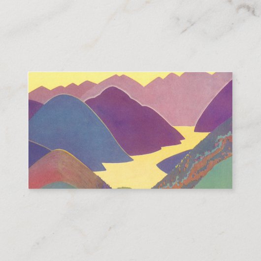 ヴィンテージ家族休暇、山の中でのピクニック 名刺 (裏面)