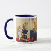 ヴィンテージ家族旅行、パパ、子ども、スーツケース マグカップ (左)