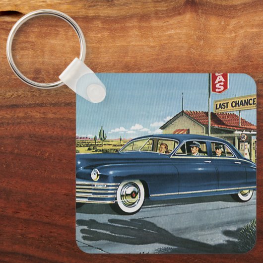 ヴィンテージ家族旅行、ラストチャンスガスステーション キーホルダー (正面)