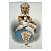 ヴィンテージ家族、父とベビーとトランプのポーカー手 (正面)