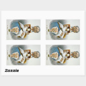 ヴィンテージ家族、父とベビーとトランプのポーカー手 長方形シール (シート)