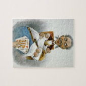 ヴィンテージ家族、赤ちゃんとポーカーの手を持つ父親 ジグソーパズル (横)