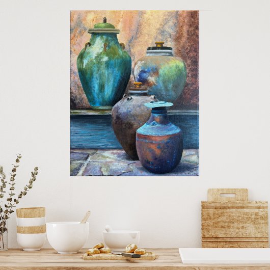 ヴィンテージ容器アクリル美術 ポスター (キッチン)