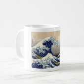 ヴィンテージ富士山および波 コーヒーマグカップ (正面左)