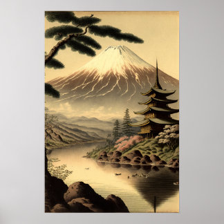 ヴィンテージ富士山アート日本のプリントポスター ポスター