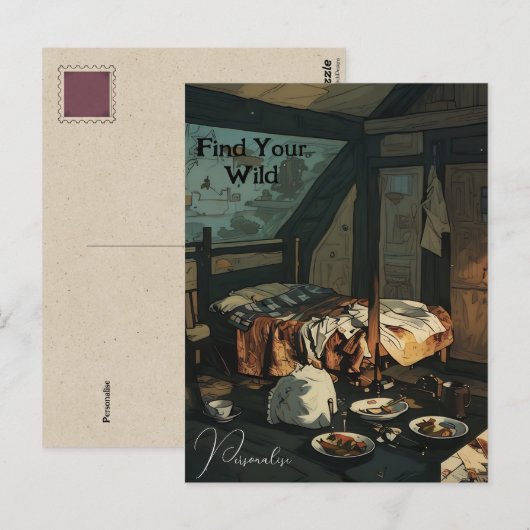 ヴィンテージ寝室デコ ワイルド 引用 個人用 ポストカード (正面/裏面)