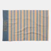 ヴィンテージ対角幾何学オレンジグレー名 キッチンタオル (横)