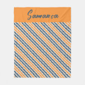 ヴィンテージ対角幾何学オレンジグレー名 フリースブランケット (正面)