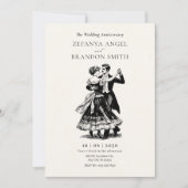 ヴィンテージ対踊り結婚記念日 招待状 (正面)