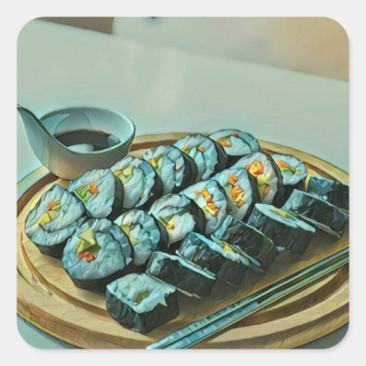 ヴィンテージ寿司作品 スクエアシール (正面)