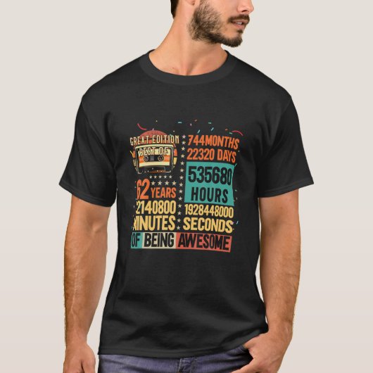 ヴィンテージ寿命62年レトロカセット62th Birt Tシャツ (正面)