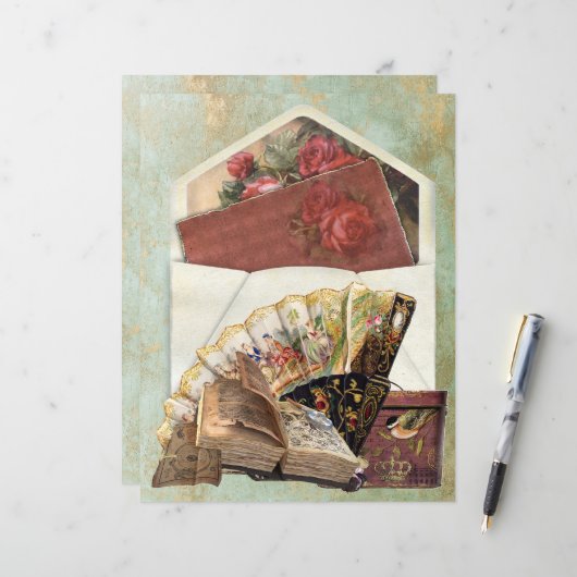 ヴィンテージ封筒挿入ファンハットボックス古本 (正面/裏面インサイチュ)