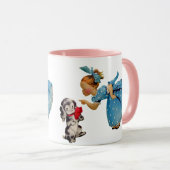 ヴィンテージ小さな女の子かわいい犬:かわいい マグカップ (正面右)