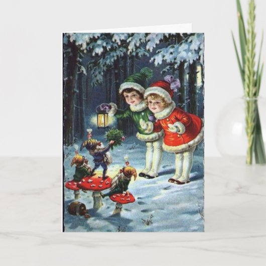 ヴィンテージ小さな女の子とクリスマス格言 カード (正面)