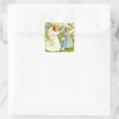 ヴィンテージ小さな女の子とチックス。イースター スクエアシール (バッグ)