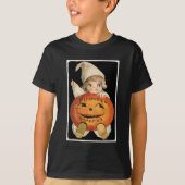 ヴィンテージ小さな女の子とビッグハロウィンカボチャ Tシャツ (正面)