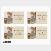 ヴィンテージ小さな女の子と人形蔵書票 長方形シール (シート)