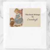 ヴィンテージ小さな女の子と人形蔵書票 長方形シール (バッグ)