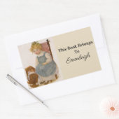 ヴィンテージ小さな女の子と人形蔵書票 長方形シール (封筒)