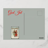 ヴィンテージ小さな女の子と小包 – 黄金 箔シーズンポストカード (裏面)