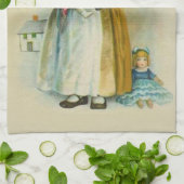 ヴィンテージ小さな女の子ぽちゃぽちゃぽちゃのハットドール キッチンタオル (折り畳み)