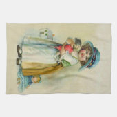 ヴィンテージ小さな女の子ぽちゃぽちゃぽちゃのハットドール キッチンタオル (横)