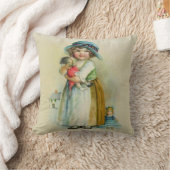 ヴィンテージ小さな女の子ぽちゃぽちゃぽちゃのハットドール クッション (ブランケット)