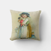 ヴィンテージ小さな女の子ぽちゃぽちゃぽちゃのハットドール クッション (正面)