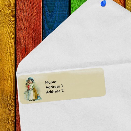 ヴィンテージ小さな女の子ぽちゃぽちゃぽちゃのハットドール ラベル