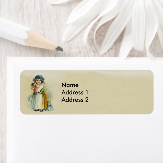 ヴィンテージ小さな女の子ぽちゃぽちゃぽちゃのハットドール ラベル (インサイチュ)