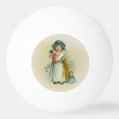 ヴィンテージ小さな女の子ぽちゃぽちゃぽちゃのハットドール 卓球ボール (裏面)