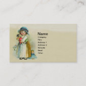 ヴィンテージ小さな女の子ぽちゃぽちゃぽちゃのハットドール 名刺 (正面)