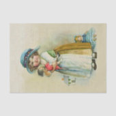 ヴィンテージ小さな女の子ぽちゃぽちゃぽちゃのハットドール 薄葉紙 (正面)