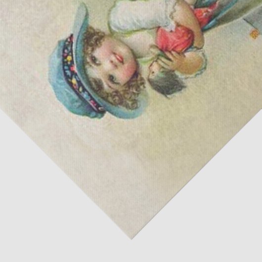 ヴィンテージ小さな女の子ぽちゃぽちゃぽちゃのハットドール 薄葉紙 (詳細)