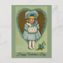 ヴィンテージ小さな女の子インブルーバレンタイン ポストカード