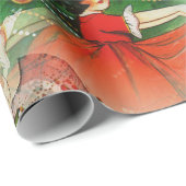 ヴィンテージ小さな女の子イン赤いドレス&クリスマスツリー ラッピングペーパー (ロールコーナー)