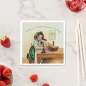 ヴィンテージ小さな女の子セントパトリックの日 スタンダードカクテルナプキン (インサイチュ)